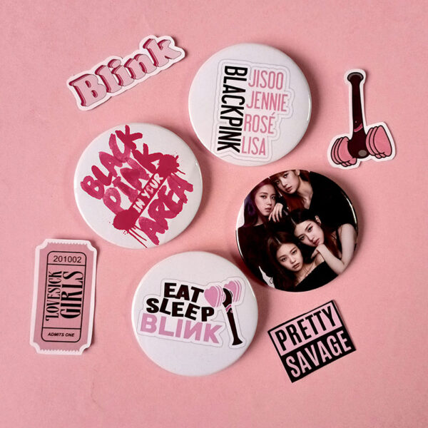 Pack of 4 - Black Pink Badges - Set 1